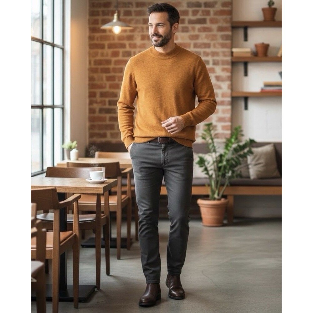 Men's crew neck turtleneck sweater from X RAY Jeans size 2XL  Mustard Color Cozy